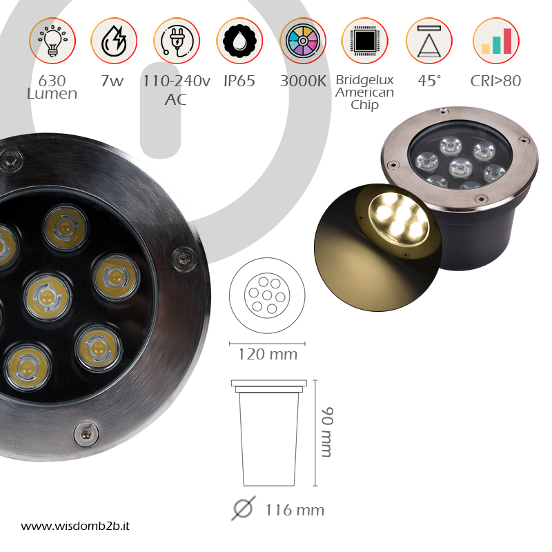 SEGNAPASSO E FARETTI CALPESTABILI - Illuminazione Funzionale per i Tuoi  Spazi Es - - Faretto LED Calpestabile 7W Luce Calda 3000K Illuminazione  Esterna di Qualità