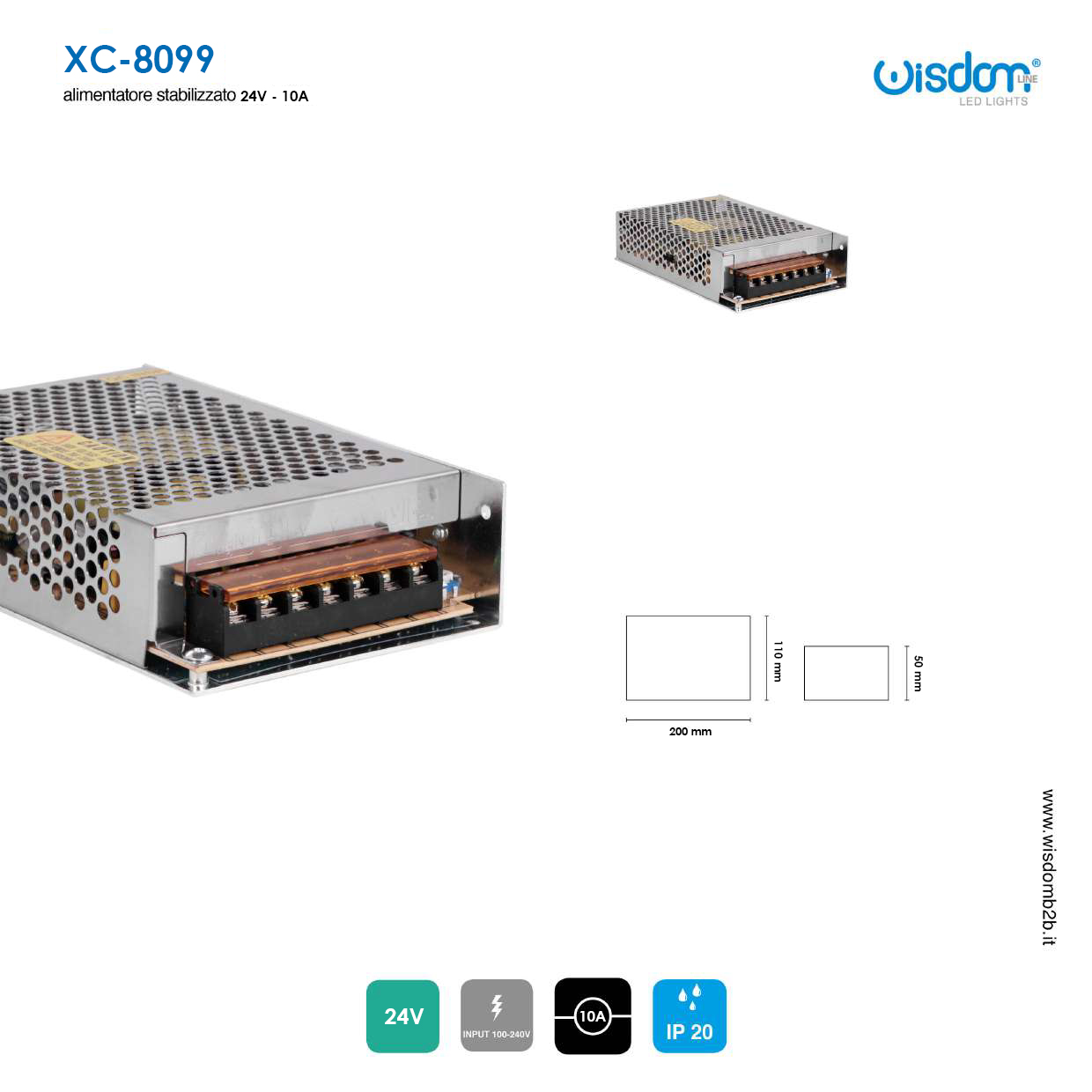 Alimentatore stabilizzato switching 24V per luci e illuminazione LED